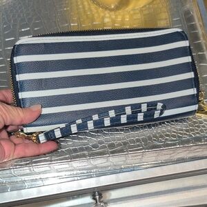 Striped Navy and White Women's Wallet